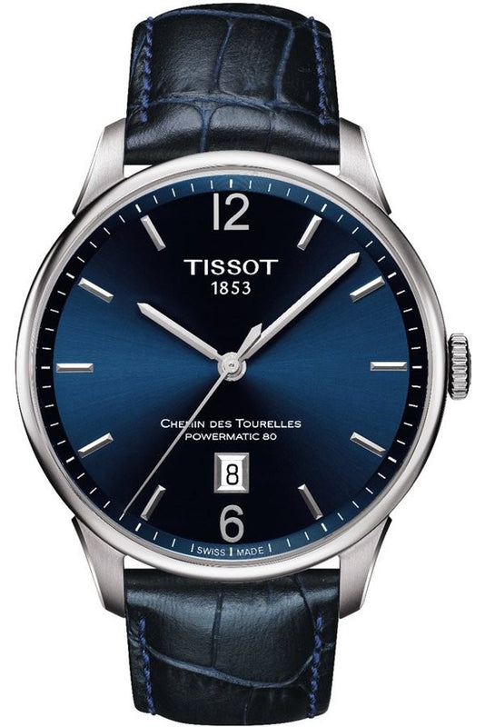 Tissot Chemin Des Tourelles Powermatic 80 Blue Dial Blue Leather Strap Watch for Men - T099.407.16.047.00 Buy Now By Tissot