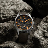 IWC Pilot's Watch Chronograph Black Dial Olive Green Calfskin Strap Watch for Men - IW377730 Buy Now By IWC