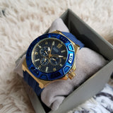 Guess Force Blue & Rose Gold Dial Blue Silicone Strap Watch For Men - W0674G2 Buy Now By Guess