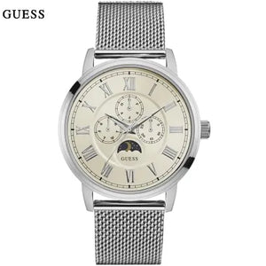 Guess Delancy White Dial Silver Mesh Bracelet Watch for Men - W0871G4 Buy Now By Guess