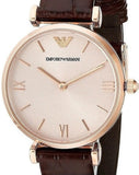 Emporio Armani Classic Quartz Pink Dial Brown Leather Strap Watch For Women - AR1911 Buy Now By Emporio Armani