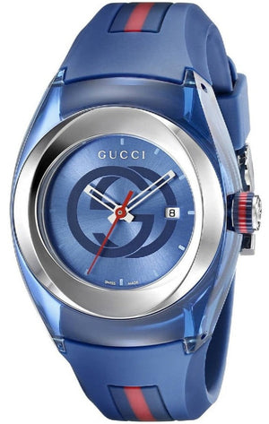 Gucci Sync Quartz Blue Dial Blue Rubber Strap Watch For Men - YA137304 Buy Now By Gucci
