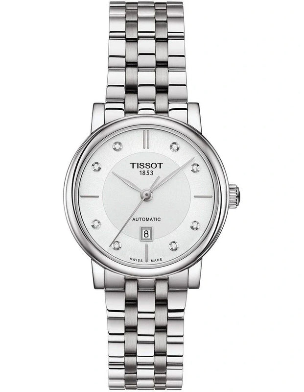 Tissot T Classic Carson Premium White Diamonds Dial Silver Steel Strap Watch for Women - T1222071103600 Buy Now By Tissot