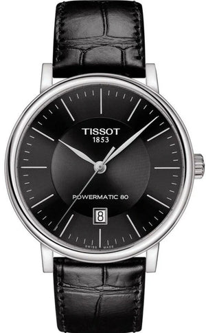 Tissot Carson Premium Powermatic 80 Black Dial Black Leather Strap Watch For Men - T122.407.16.051.00 Buy Now By Tissot