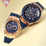 Guess Legacy Chronograph Blue Dial Blue Rubber Strap Watch For Men - W1049G9 Buy Now By Guess