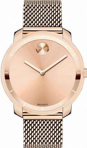 Movado Bold Rose Gold Dial Rose Gold Mesh Bracelet Watch For Women - 3600243 Buy Now By Movado