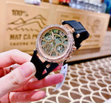 Guess Solistice Diamonds Roe Gold Dial Black Rubber Strap Watch for Women - GW0484L2 Buy Now By Guess