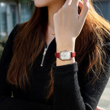 Emporio Armani Gianni T Bar Two-Hand Mother of Pearl Dial Red Leather Strap Watch For Women - AR11467 Buy Now By Emporio Armani