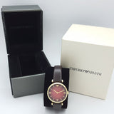 Emporio Armani Gianni T Bar Burgundy Dial Burgundy Leather Strap Watch For Women - AR1757 Buy Now By Emporio Armani