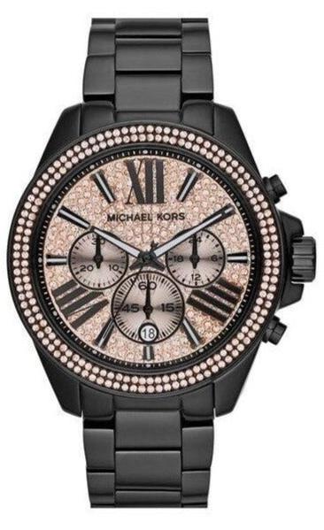 Michael Kors Wren Chronograph Gold Dial Black Steel Strap Watch for Women - MK5961 Buy Now By Michael Kors