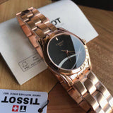 Tissot T Wave Black Dial Rose Gold Steel Strap Watch For Women - T112.210.33.051.00 Buy Now By Tissot