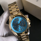 Michael Kors Bradshaw Chronograph Blue Dial Gold Steel Strap Watch For Women - MK5975 Buy Now By Michael Kors