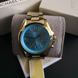 Michael Kors Bradshaw Chronograph Blue Dial Gold Steel Strap Watch For Women - MK5975 Buy Now By Michael Kors