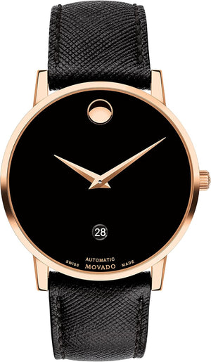 Movado Museum Classic Black Dial Black Leather Strap Watch for Men - 0607196 Buy Now By Movado
