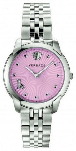 Versace Audrey Quartz Pink Dial Silver Steel Strap Watch for Women - VELR00419 Buy Now By Versace