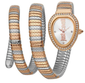 Just Cavalli Doppio Silver Dial Two Tone Steel Strap Watch for Women - JC1L163M0085
