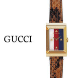 Gucci G-Frame Mother of Pearl Dial Brown Leather Snakeskin Strap Watch For Women - YA147402 Buy Now By Gucci