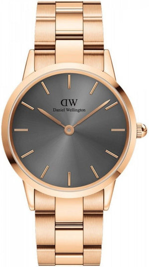 Daniel Wellington Iconic Link Grey Dial Gold Steel Strap Watch For Women - DW00100334 Buy Now By Daniel Wellington