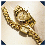 Guess Mini Sunrise Quartz Gold Dial Gold Steel Strap Watch For Women - W0448L2 Buy Now By Guess