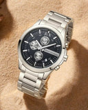 Armani Exchange Hampton Chronograph Black Dial Silver Steel Strap Watch For Men - AX2152 Buy Now By Armani Exchange