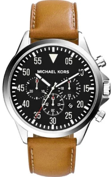 Michael Kors Gage Chronograph Quartz Black Dial Brown Leather Strap Watch For Men - MK8333 Buy Now By Michael Kors