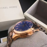 Michael Kors Runway Blue Dial Rose Gold Stainless Steel Strap Watch for Women - MK7065 Buy Now By Michael Kors
