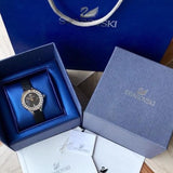 Swarovski Lovely Crystals Mother of Pearl Black Dial Black Leather Strap Watch for Women - 5242898 Buy Now By Swarovski