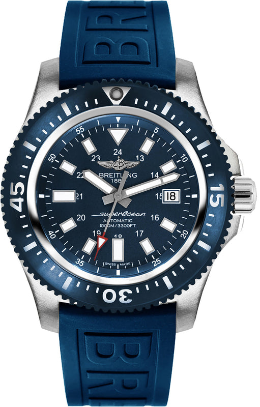 Breitling Superocean 44mm Diver Pro III Special Mariner Blue Dial Blue Rubber Strap Mens Watch - Y1739316/C959 Buy Now By Breitling