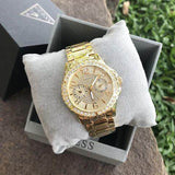 Guess Sassy Analog Quartz Gold Dial Gold Steel Strap Watch For Women - W0705L2 Buy Now By Guess