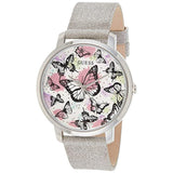 Guess Sparkle Butterfly White Dial Silver Leather Strap Watch For Women - GW0008L1 Buy Now By Guess