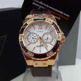 Guess Limelight Analog White Dial Brown Leather Strap Watch For Women - W0775l14 Buy Now By Guess