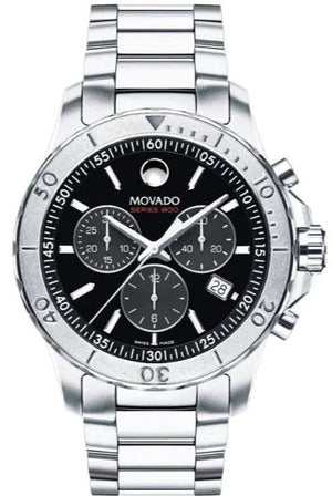 Movado Series 800 Chronograph Black Dial Silver Steel Strap Watch For Men - 2600110 Buy Now By Movado