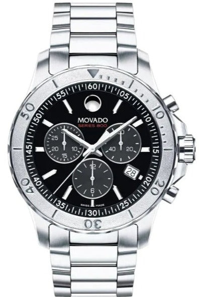 Movado Series 800 Chronograph Black Dial Silver Steel Strap Watch For Men - 2600110 Buy Now By Movado