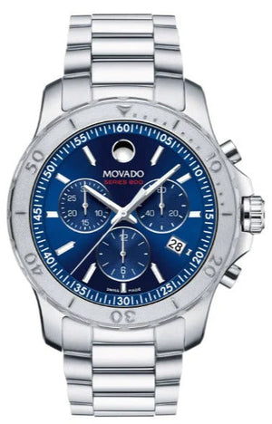 Movado Series 800 Blue Dial Silver Steel Strap Watch for Men - 2600151 Buy Now By Movado