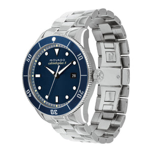 Movado Heritage Calendoplan Blue Dial Silver Steel Strap Watch For Men - 3650094 Buy Now By Movado