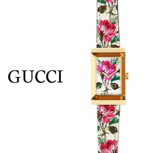 Gucci G-Frame Floral Mother of Pearl Dial White Leather Strap Watch For Women - YA147406 Buy Now By Gucci