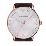 Emporio Armani Classic Quartz Mother of Pearl Dial Brown Leather Strap Watch For Women - AR1601 Buy Now By Emporio Armani