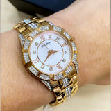 Bulova Crystal Mother of Pearl Dial Rose Gold Steel Strap Watch for Women - 98L197 Buy Now By Bulova