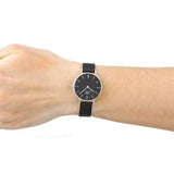 Daniel Wellington Petite Ashfield Black Dial Black Mesh Strap Watch For Women - DW00100246