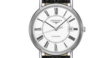 Longines Presence 38.5mm Automatic White Dial Black Leather Strap Watch for Men - L4.921.4.11.2 Buy Now By Longines
