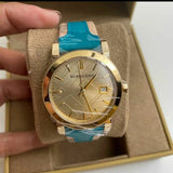 Burberry Heritage Gold Dial Blue Leather Strap Watch for Women - BU9112 Buy Now By Burberry