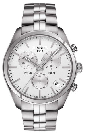 Tissot T Classic PR 100 Chronograph Silver Dial Silver Steel Strap Watch For Men - T101.417.11.031.00 Buy Now By Tissot