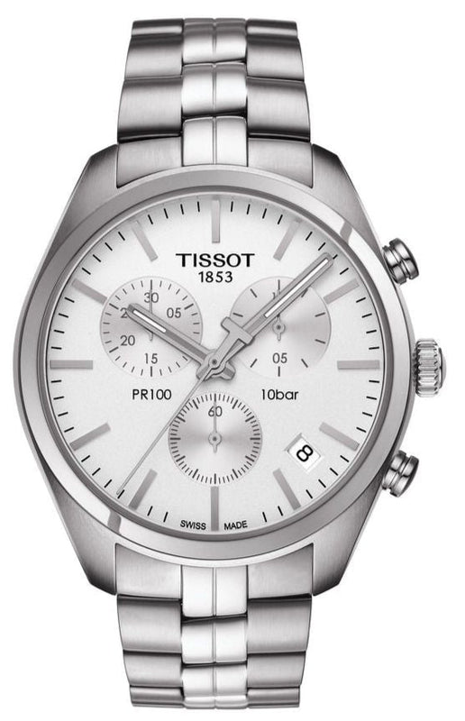 Tissot T Classic PR 100 Chronograph Silver Dial Silver Steel Strap Watch For Men - T101.417.11.031.00 Buy Now By Tissot