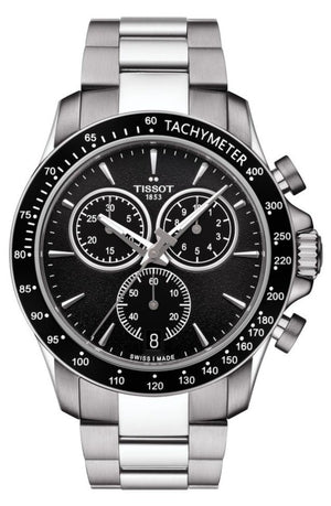 Tissot V8 Quartz Chronograph Black Dial Silver Steel Strap Watch For Men - T106.417.11.051.00 Buy Now By Tissot