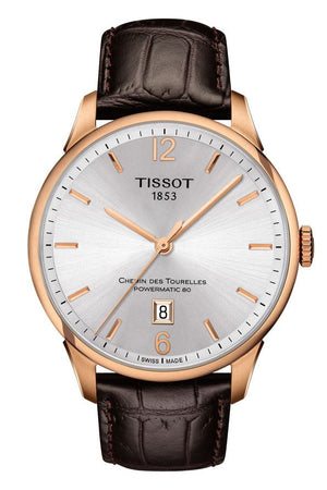 Tissot Chemin Des Tourelles Powermatic 80 Silver Dial Brown Leather Strap Watch For Men - T099.407.36.037.00 Buy Now By Tissot