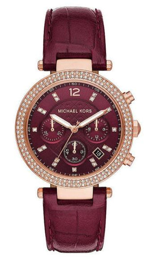Michael Kors Parker Chronograph Red Dial Red Leather Strap Watch For Women - MK6986 Buy Now By Michael Kors