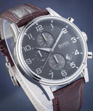Hugo Boss Aeroliner Chronograph Quartz Grey Dial Brown Leather Strap Watch For Men - HB1512570 Buy Now By Hugo Boss