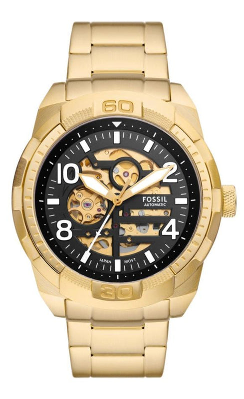 Fossil Bronson Automatic Skeleton Black Dial Gold Steel Strap Watch for Men - ME3257 Buy Now By Fossil