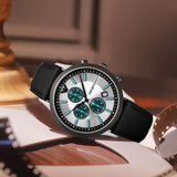 Emporio Armani Renato Chronograph Silver Dial Black Leather Strap Watch for Men - AR11473 Buy Now By Emporio Armani