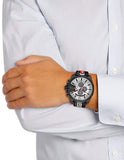 Diesel Mega Chief Chronograph Silver Dial Black Leather Strap Watch For Men - DZ4512 Buy Now By Diesel